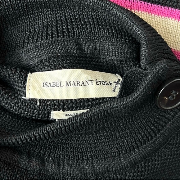 NEW ISABEL MARANT Knit Stripe Mockneck Shoulder Button Slim Pullover Sweater XS - Picture 8 of 11